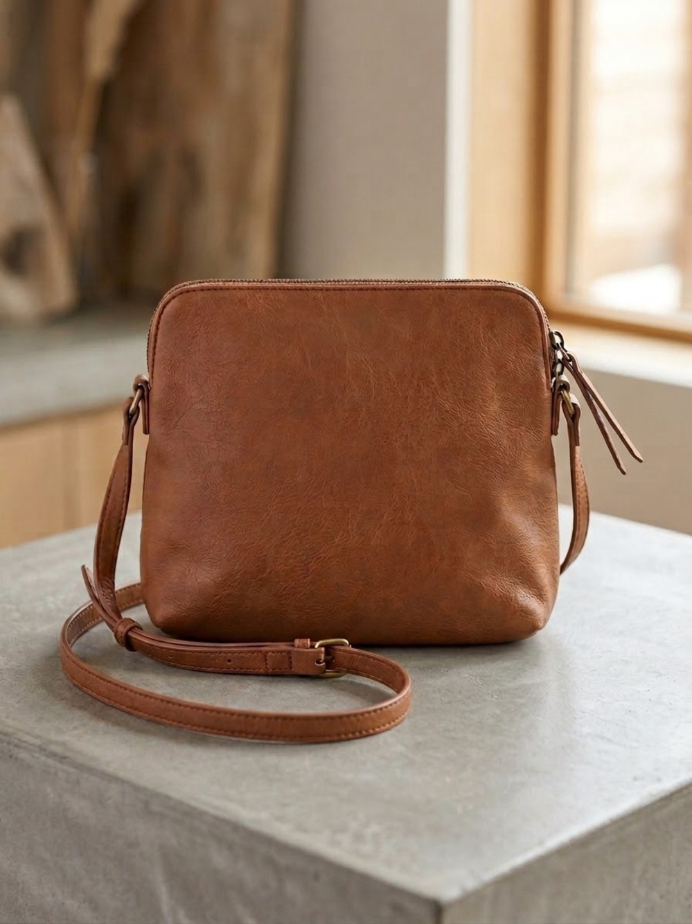 NWOT Universal Thread Classic Brown Vegan Leather Medium Crossbody Bag
